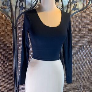 Tracy Anderson Built-In Bra Crop Long Sleeves Crisscross Top Size L